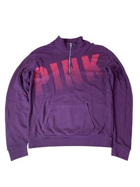 PINK Victoria's Secret Purple Quarter Zip Pullover Sweatshirt Ombre Logo S